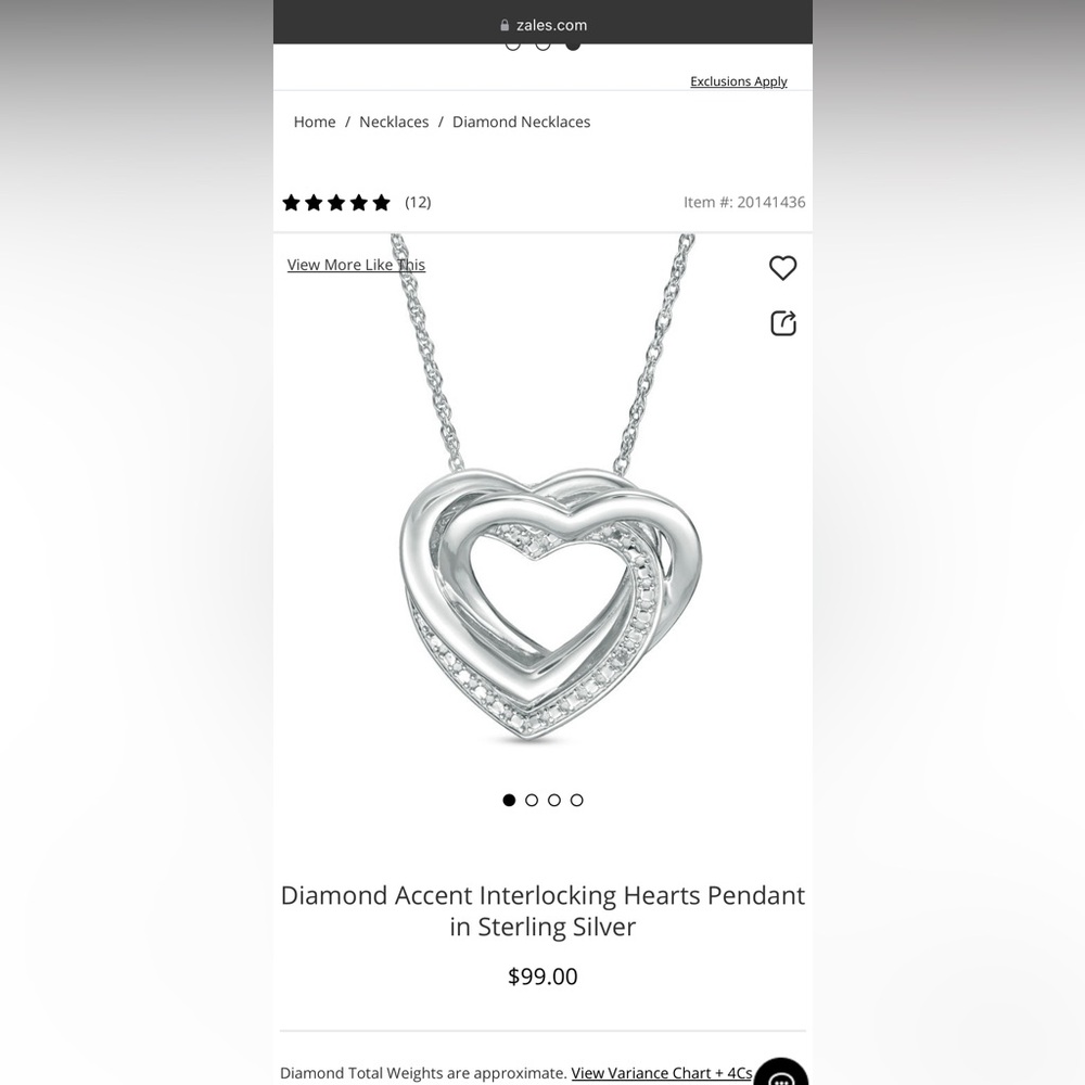 Diamond Accent Interlocking Hearts Pendant in Sterling Silver